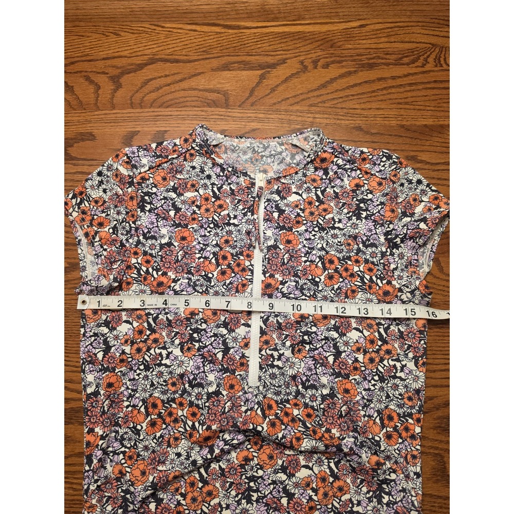 Carve Designs Dawson Cap Sleeve Rashguard Womens Small 1/2 Zip Ruched Sides - Picture 6 of 8